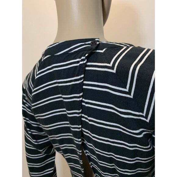 May Women Dress 10 Stripes Long Sleeves High Low Black White. - Picture 7 of 12
